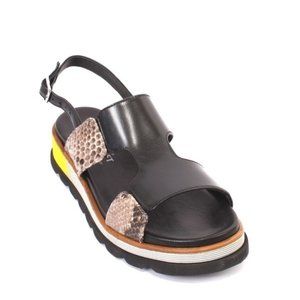 Donna Soft 808 Multi-Color Leather Slingbacks Platform Sandals